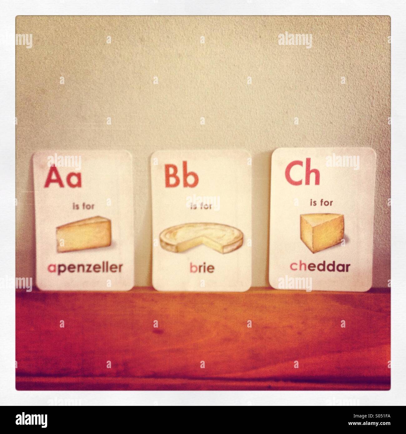 Les amateurs de fromage' alphabet Banque D'Images