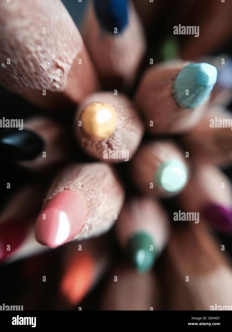 Close up de crayons de couleur - Image de stock capturée avec un smartphone