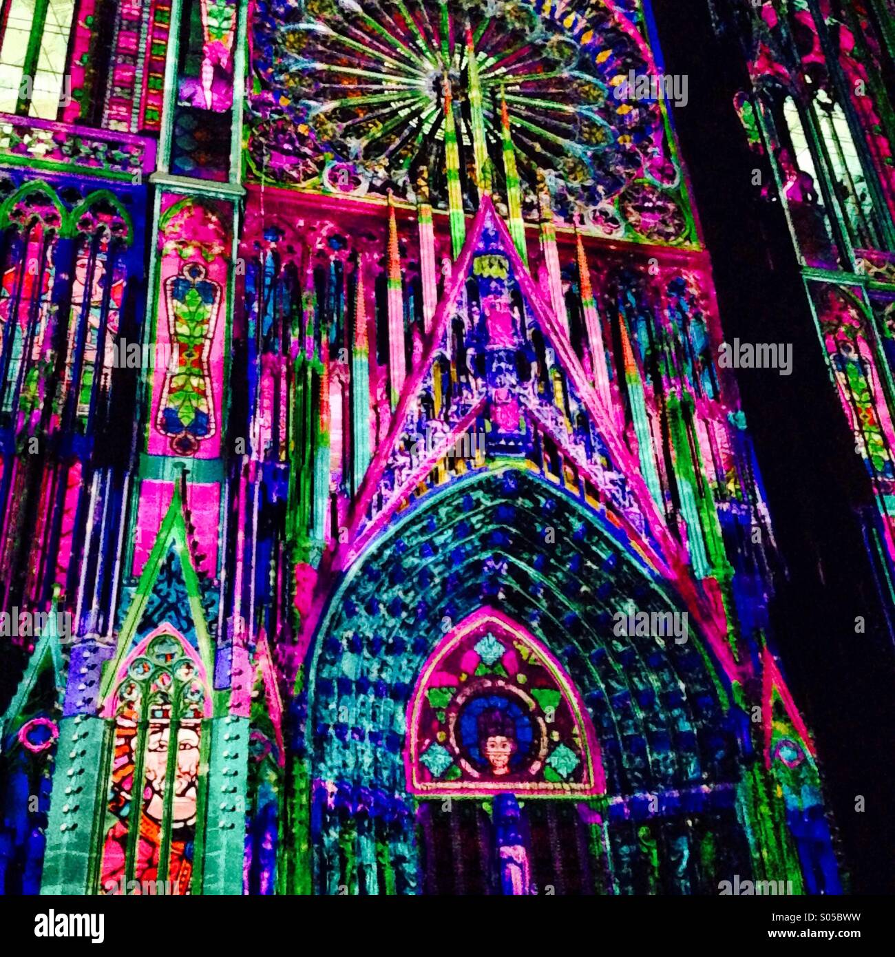 Spectacle léger à la cathédrale de Strasbourg Banque D'Images
