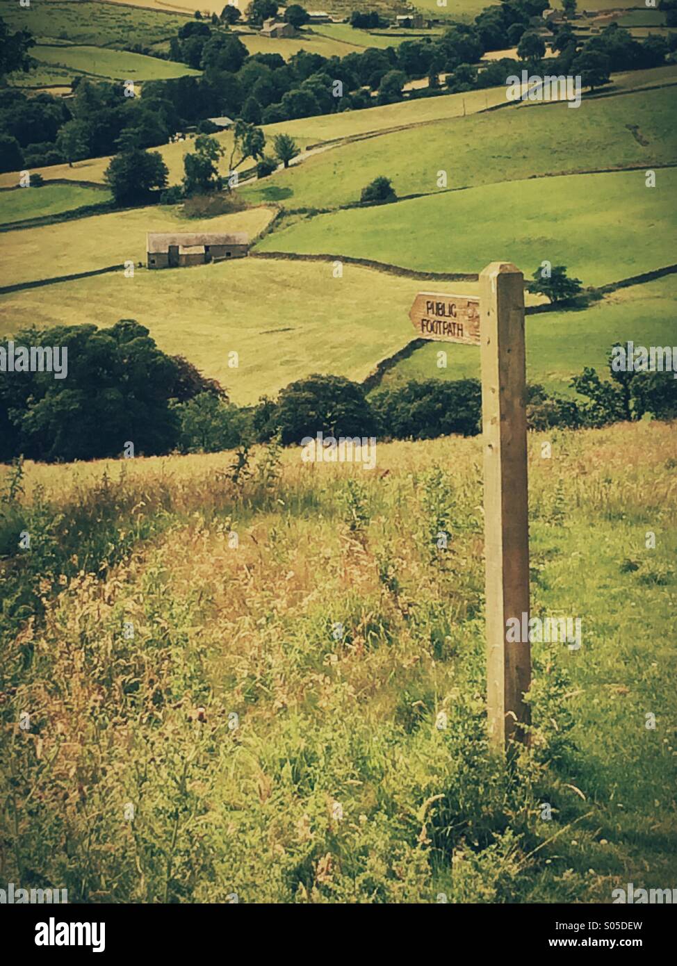 Sentier sign in Nidderdale Yorkshire Banque D'Images