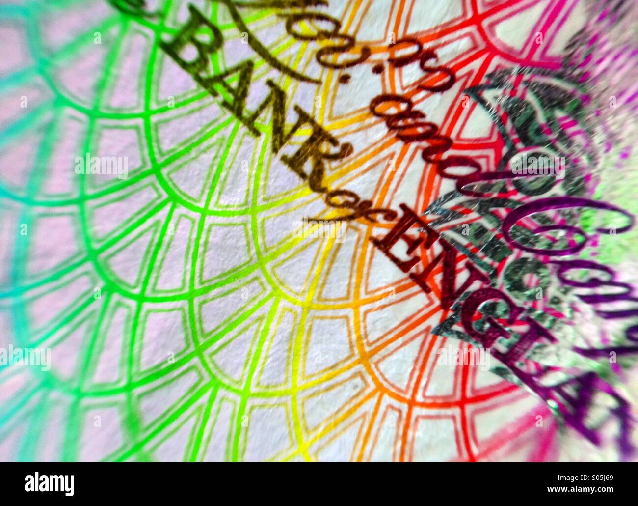 Close up d'un billet de banque avec un effet arc-en-ciel Banque D'Images