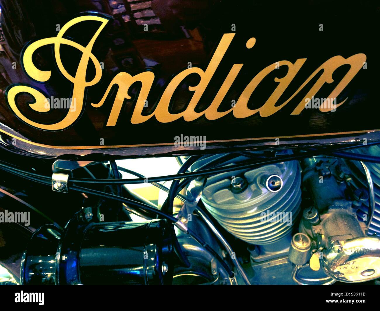 1928 Moto Scout indien rouge Banque D'Images