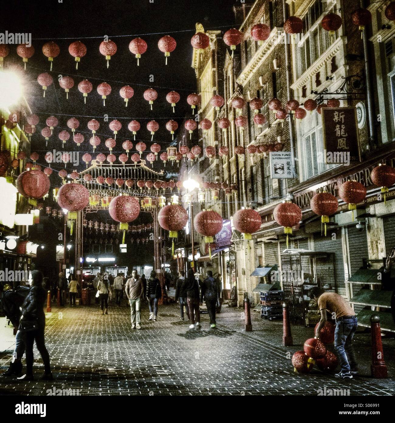 Chinatown la nuit, Londres, Angleterre, Royaume-Uni Banque D'Images