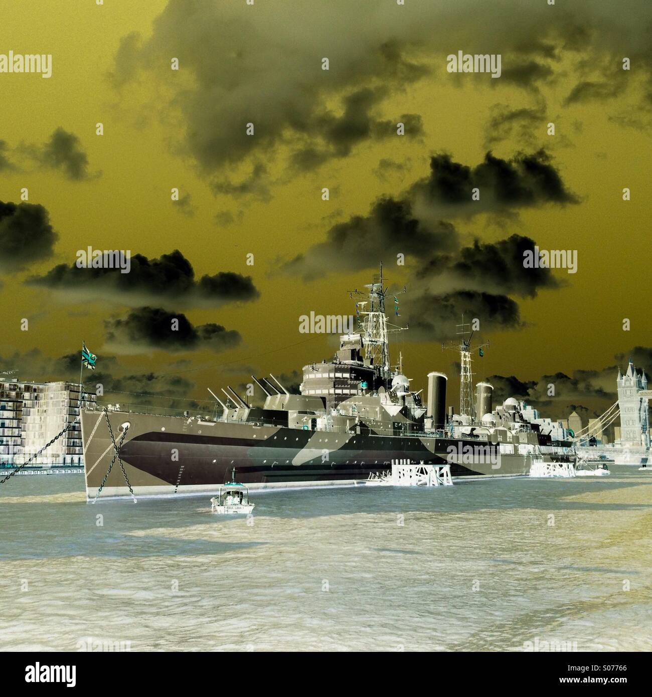 HMS Belfast, The Queen's Walk, Londres, SE1 2JH - Image de stock capturée avec un smartphone