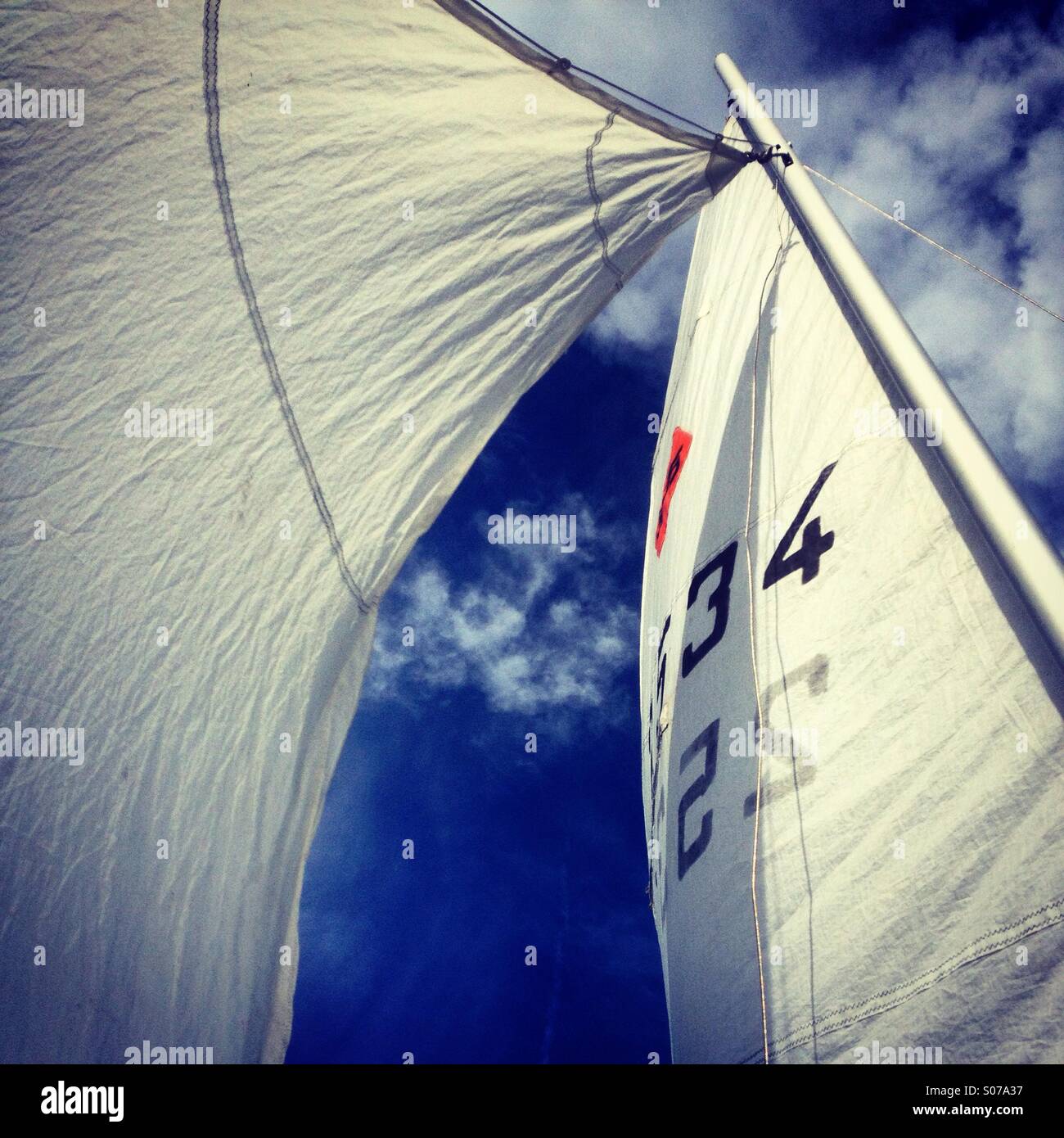 Un voile intégral du vent sur un cadre idyllique journée ensoleillée... Banque D'Images