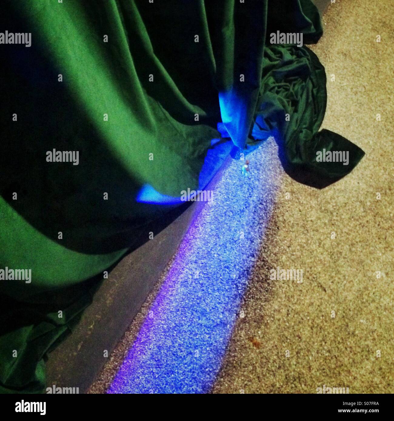 Un rideau vert et bleu Banque D'Images