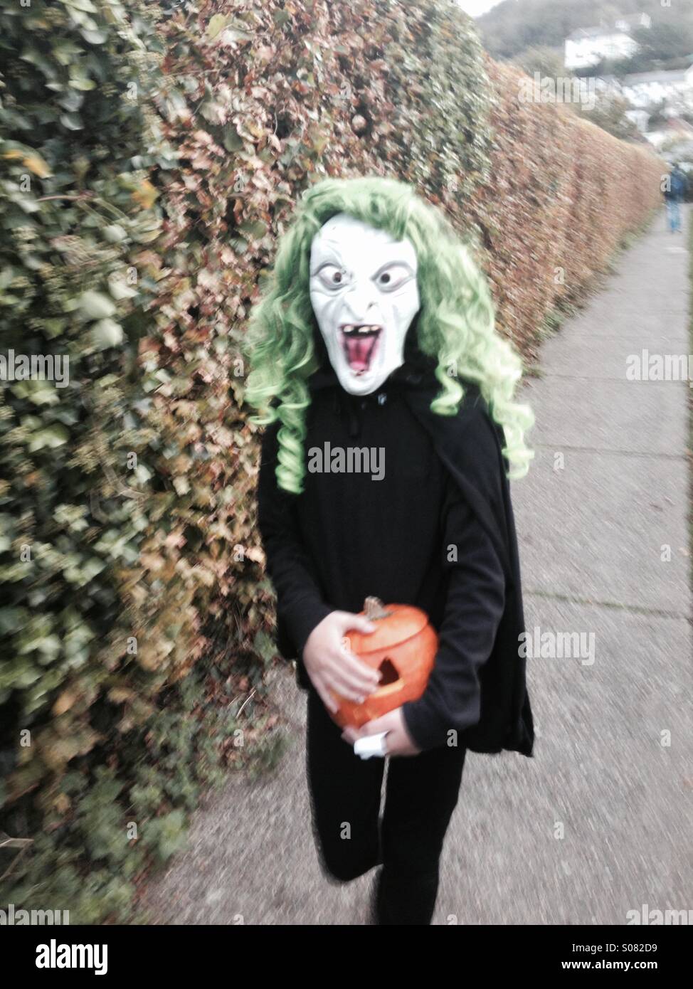 Sorcière d'Halloween à la citrouille Banque D'Images