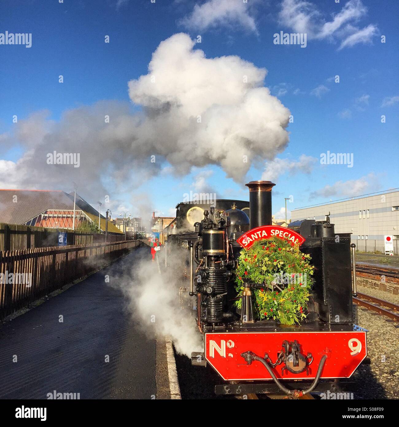 La gare de Santa, Vale de fer de Rheidol, Aberystwyth, Pays de Galles - Image de stock capturée avec un smartphone