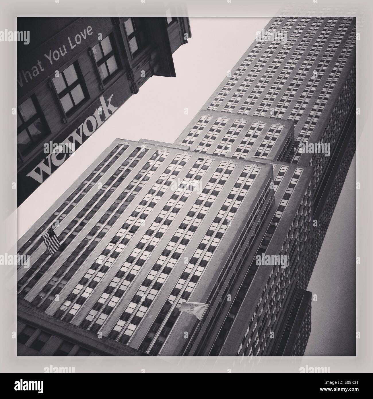 Empire State Building en noir et blanc Banque D'Images