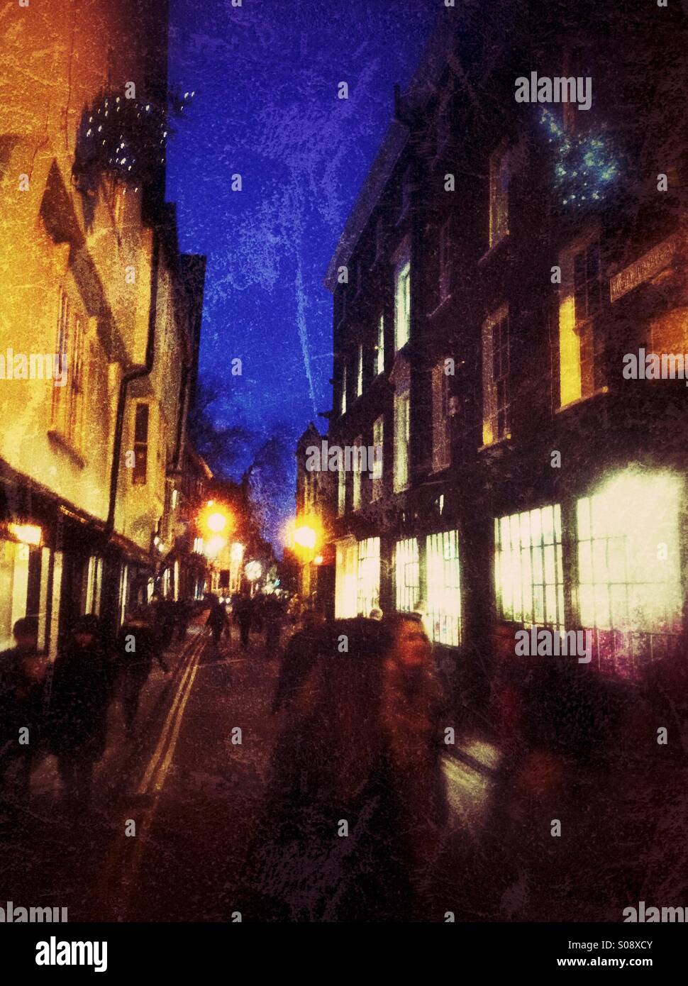 High Petergate York la nuit au nord Yorkshire Angleterre UK Banque D'Images