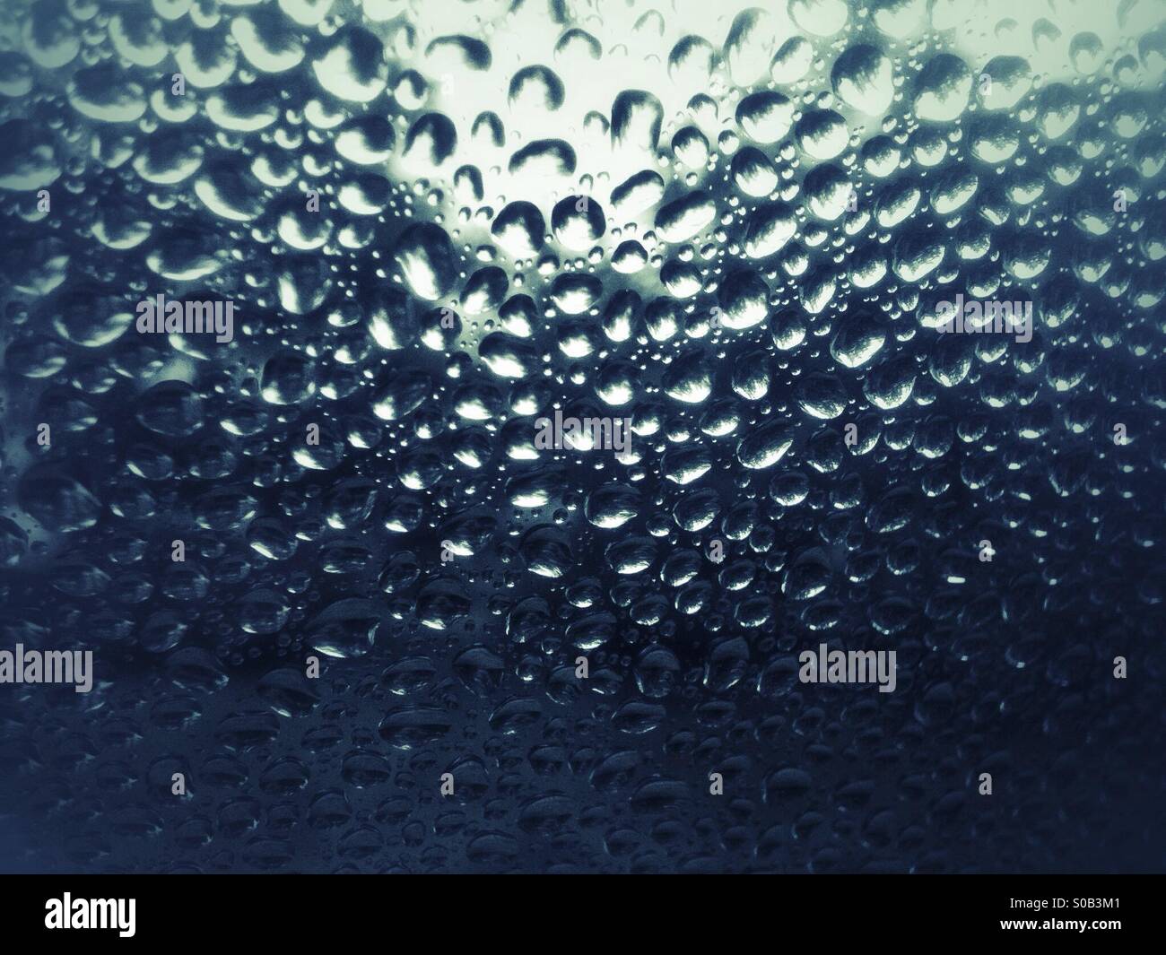 Gouttes de pluie sur un verre Banque D'Images