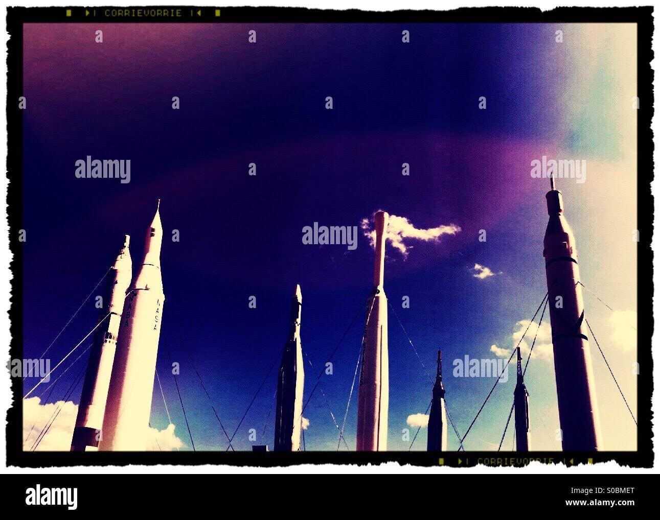 Des roquettes au Centre spatial Kennedy, Cap Canaveral en Floride - Image de stock capturée avec un smartphone