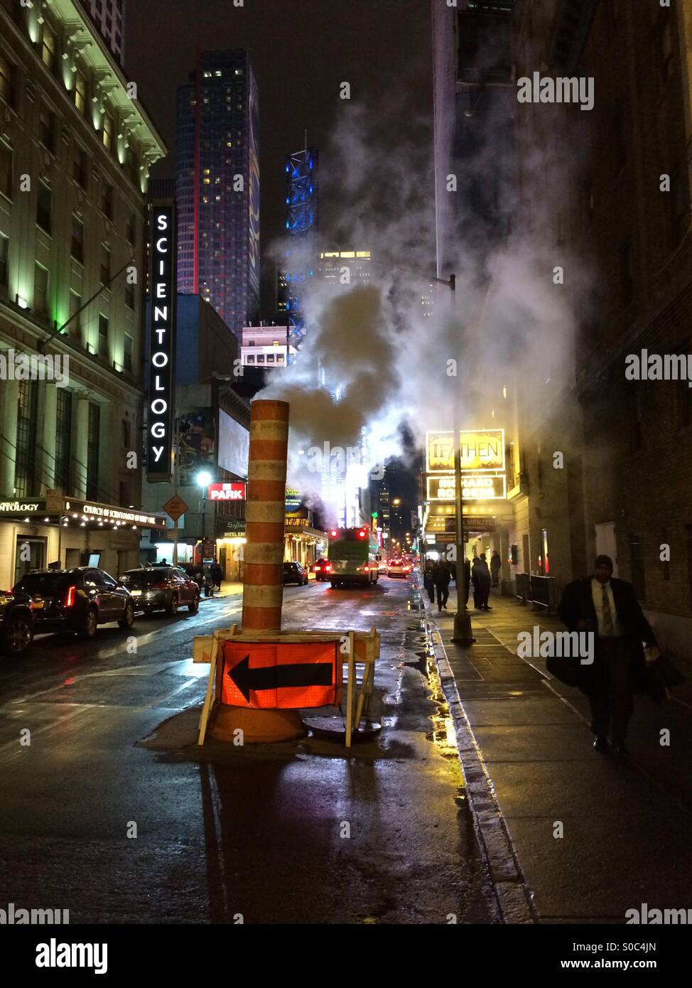 Times Square des lumières dans la nuit Banque D'Images