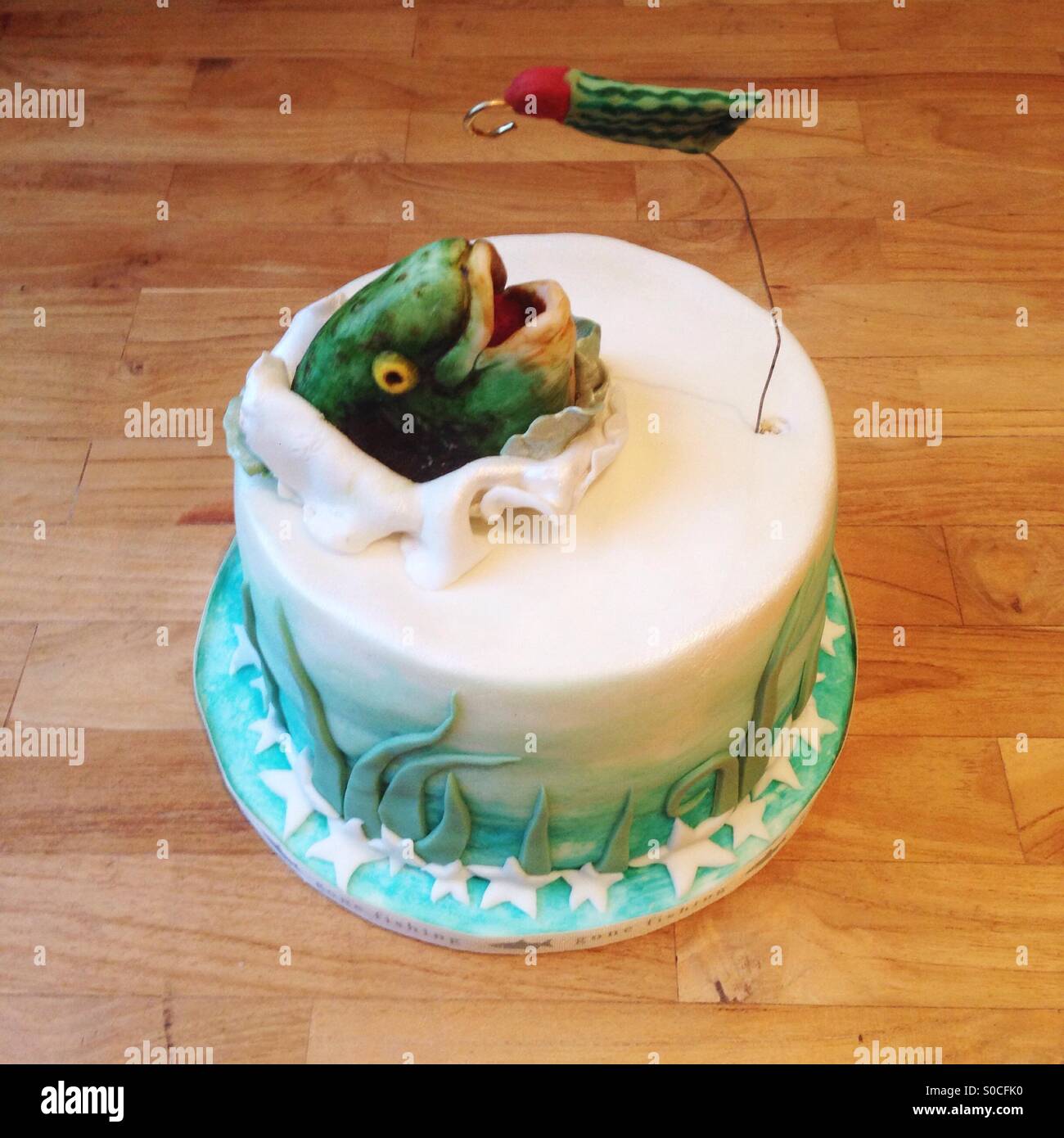 Fly fisherman's gâteau d'anniversaire ! Banque D'Images