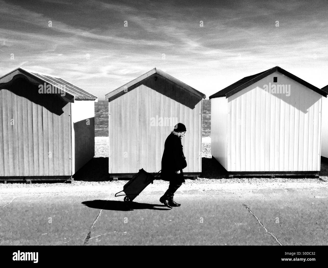 Cabines de plage, Felixstowe, Suffolk, Angleterre. Banque D'Images