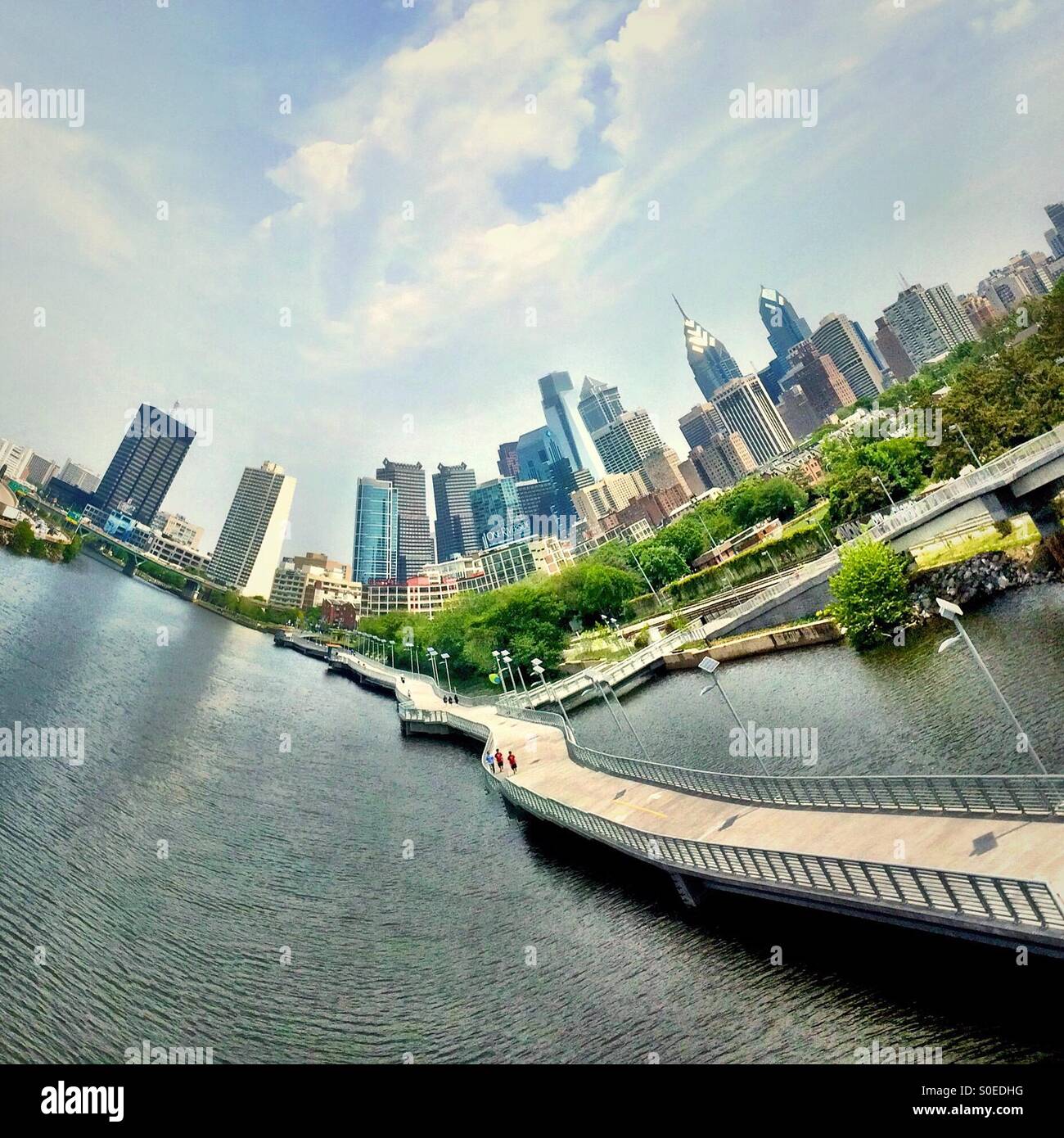 Promenade de la rivière Schuylkill, Philadelphie, Pennsylvanie - Image de stock capturée avec un smartphone