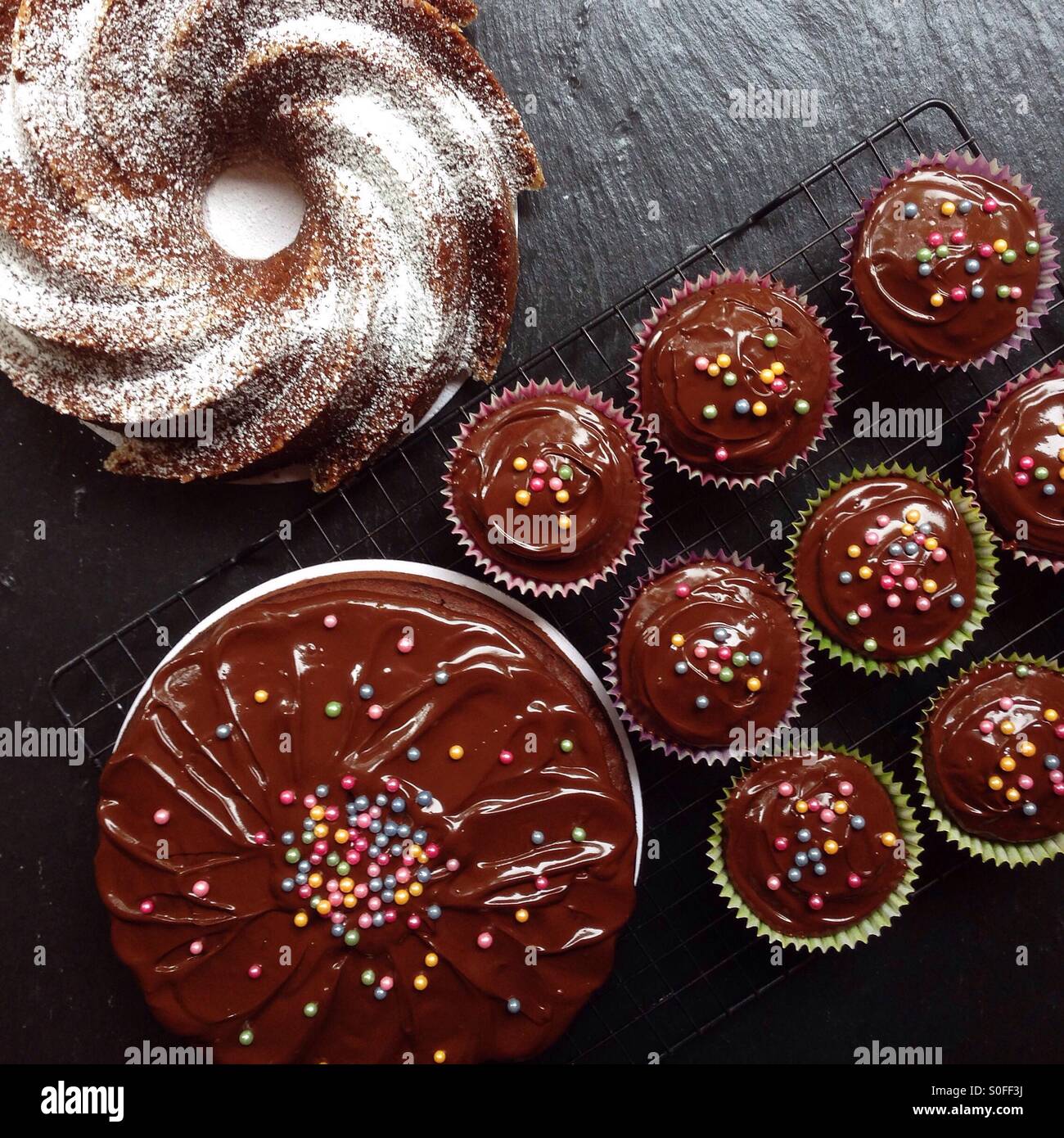 Gâteaux pour une vente de pâtisseries Banque D'Images