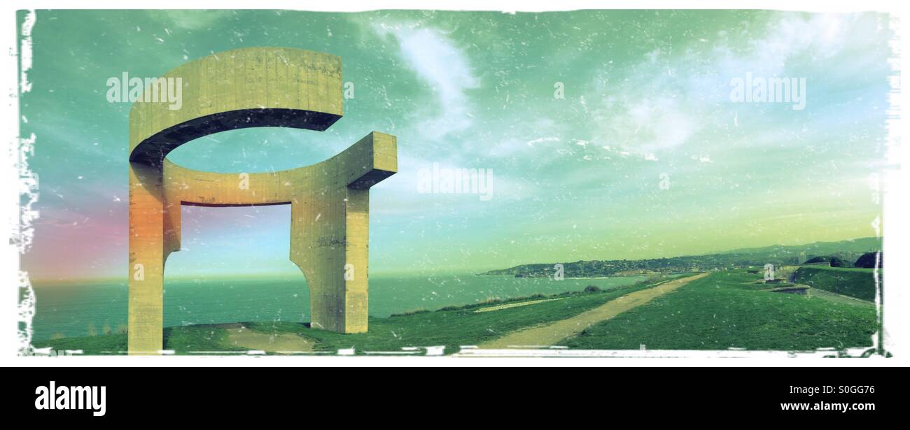 Vue panoramique de l'éloge de l'horizon de Gijon, Asturies - Espagne Banque D'Images