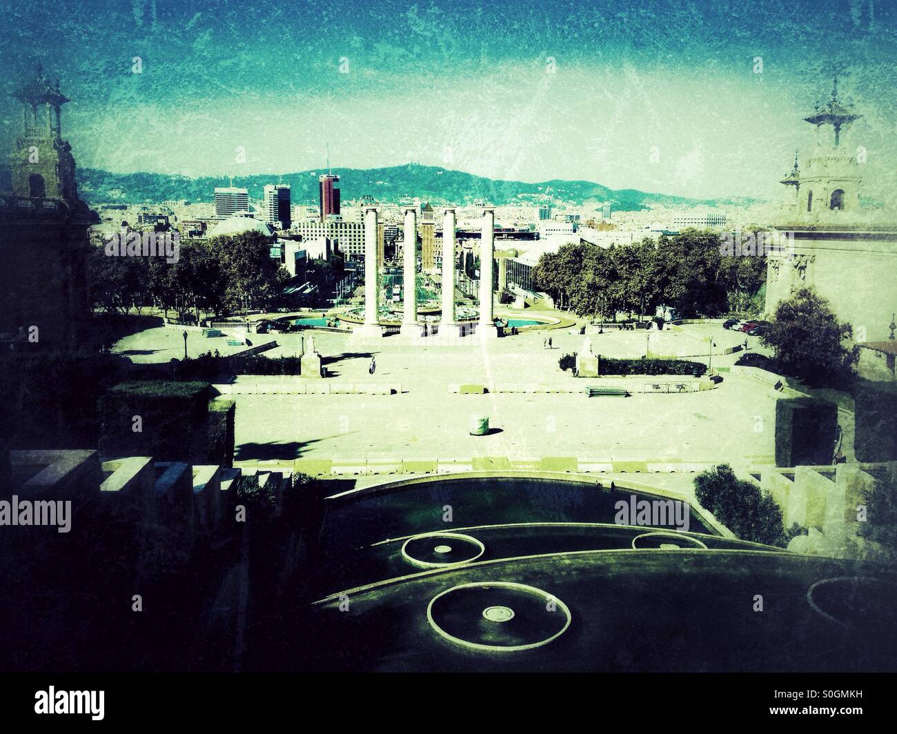 Vue sur Barcelone depuis Montjuic Banque D'Images