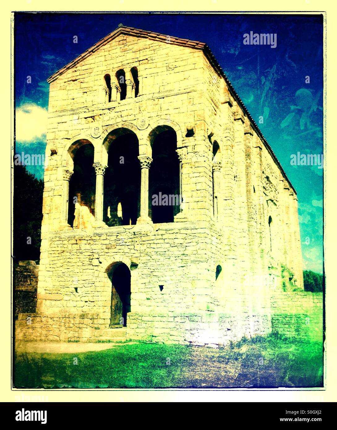 Santa Maria del Naranco Church à Oviedo, Asturias - Espagne Banque D'Images