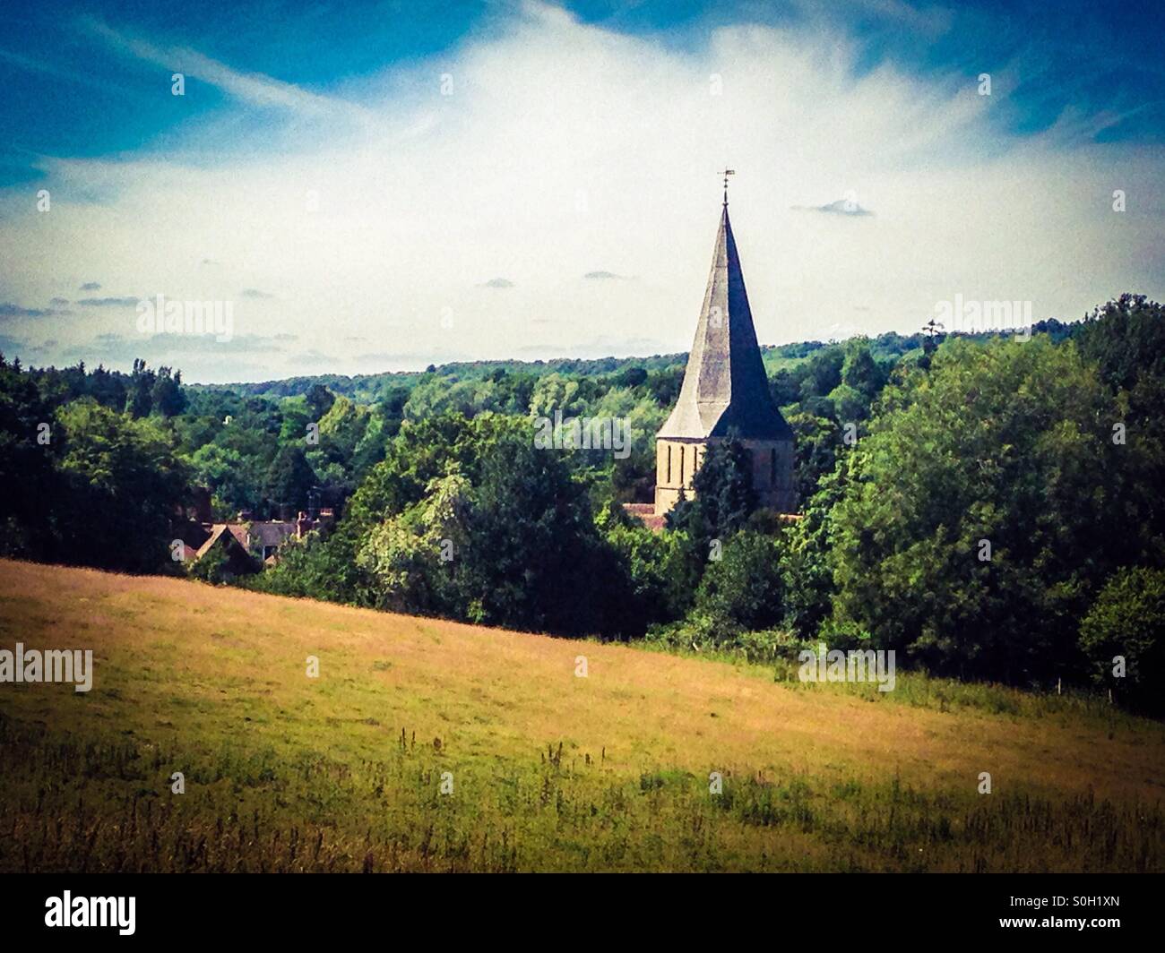 Pays village church Banque D'Images