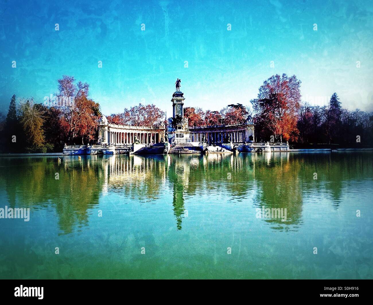 Le paysage dans le parc du Retiro à Madrid, Espagne Banque D'Images
