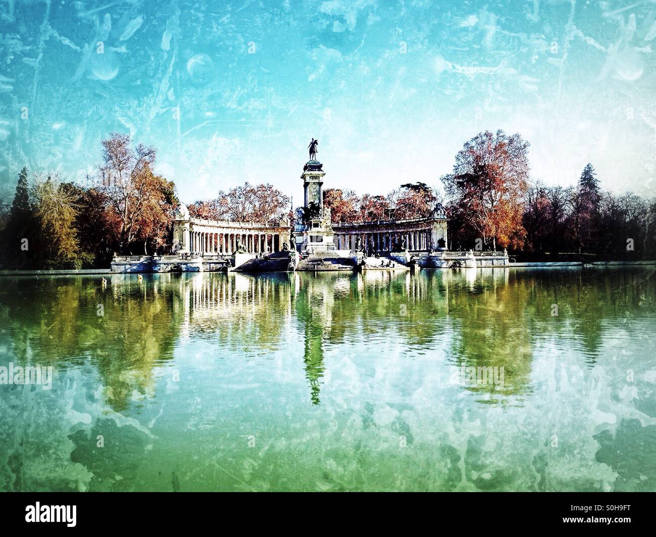Le paysage dans le parc du Retiro à Madrid, Espagne Banque D'Images