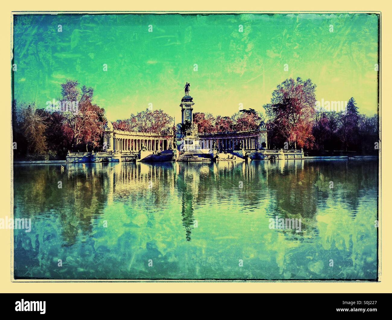 Le paysage dans le parc du Retiro à Madrid, Espagne Banque D'Images