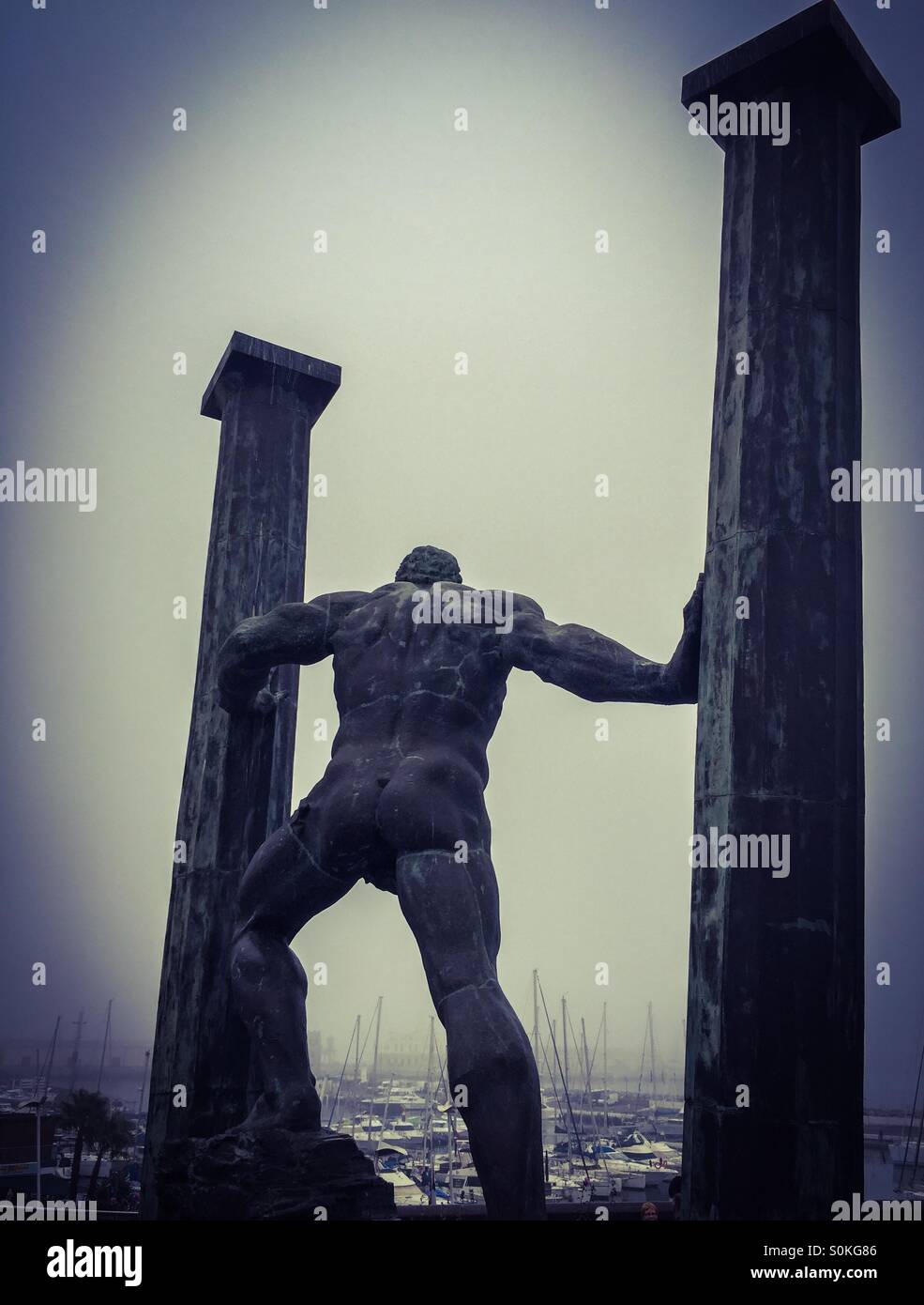 Statue de la colonnes d'Hercule à Ceuta Banque D'Images