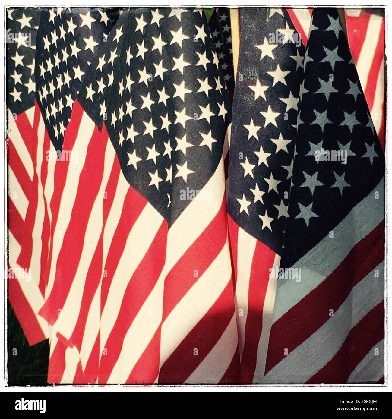 Close-up de petits drapeaux américains, New York, USA Banque D'Images