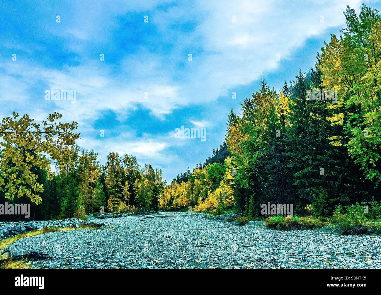 Lit du ruisseau vide dans les montagnes Banque D'Images