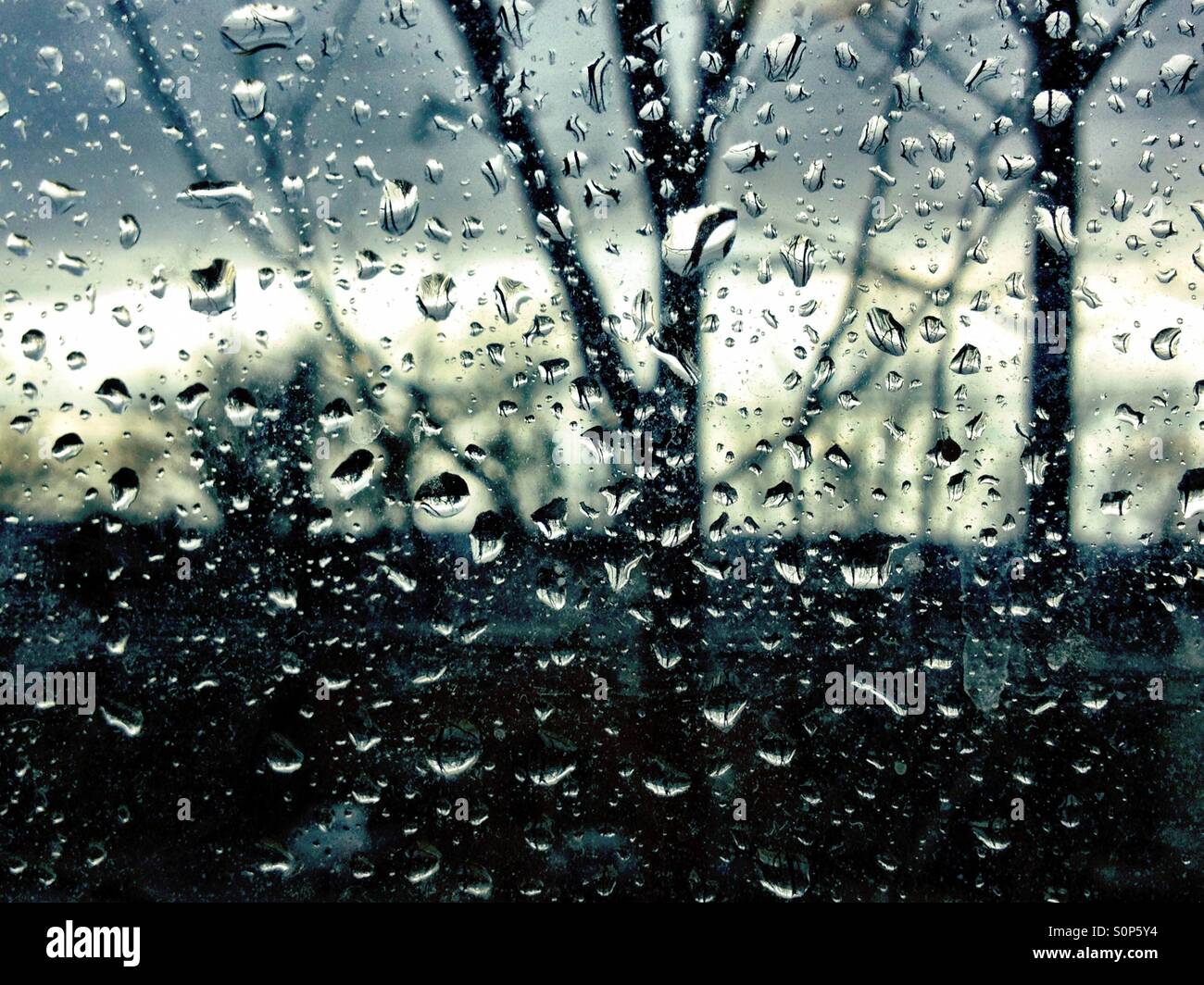 Gouttes de pluie sur une fenêtre Banque D'Images