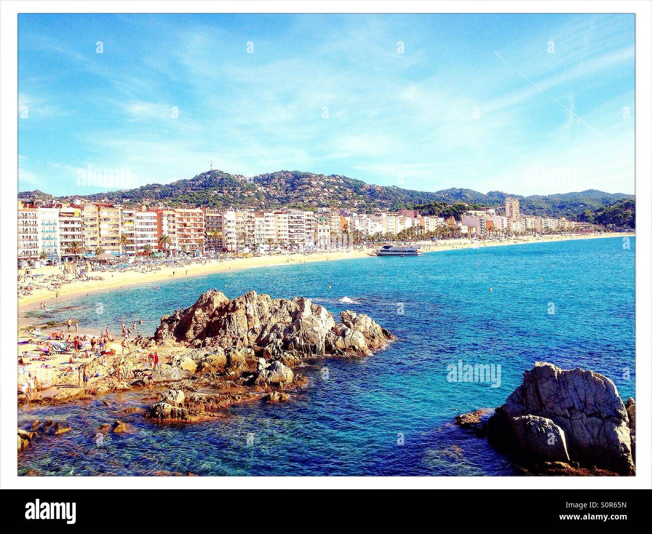 Plage de Lloret de Mar, Costa Brava, Gérone - Espagne Banque D'Images