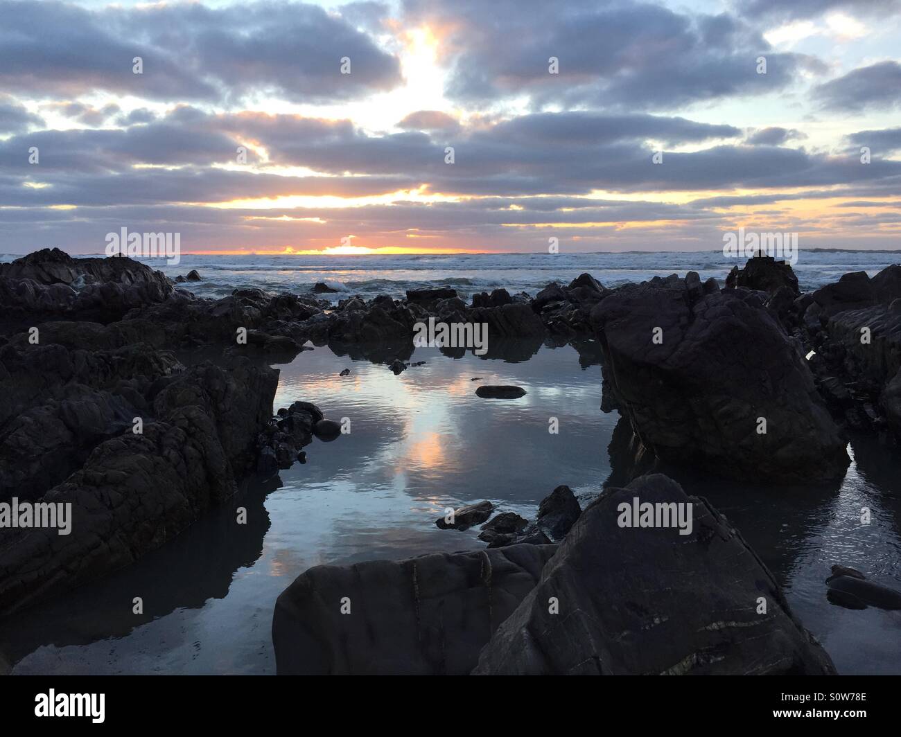 Coucher de soleil cornouaillais Banque D'Images