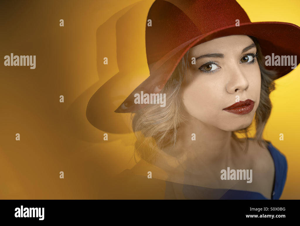 Fille coloré avec à vous Banque D'Images