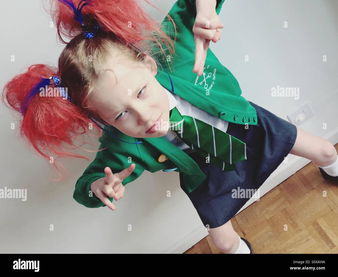 Red hair school kid with attitude - Image de stock capturée avec un smartphone
