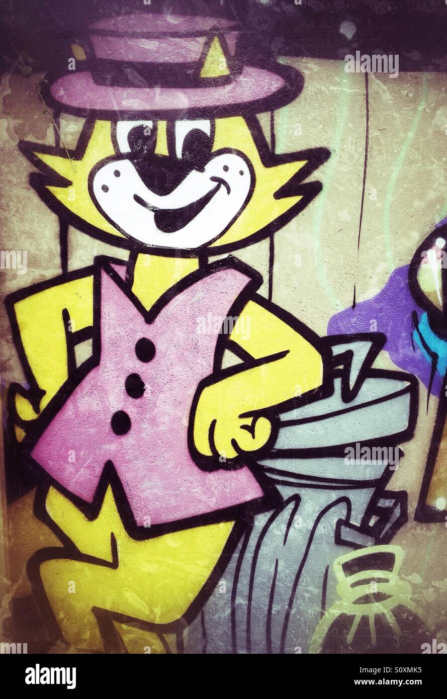 Graffiti de Top Cat personnage - Image de stock capturée avec un smartphone