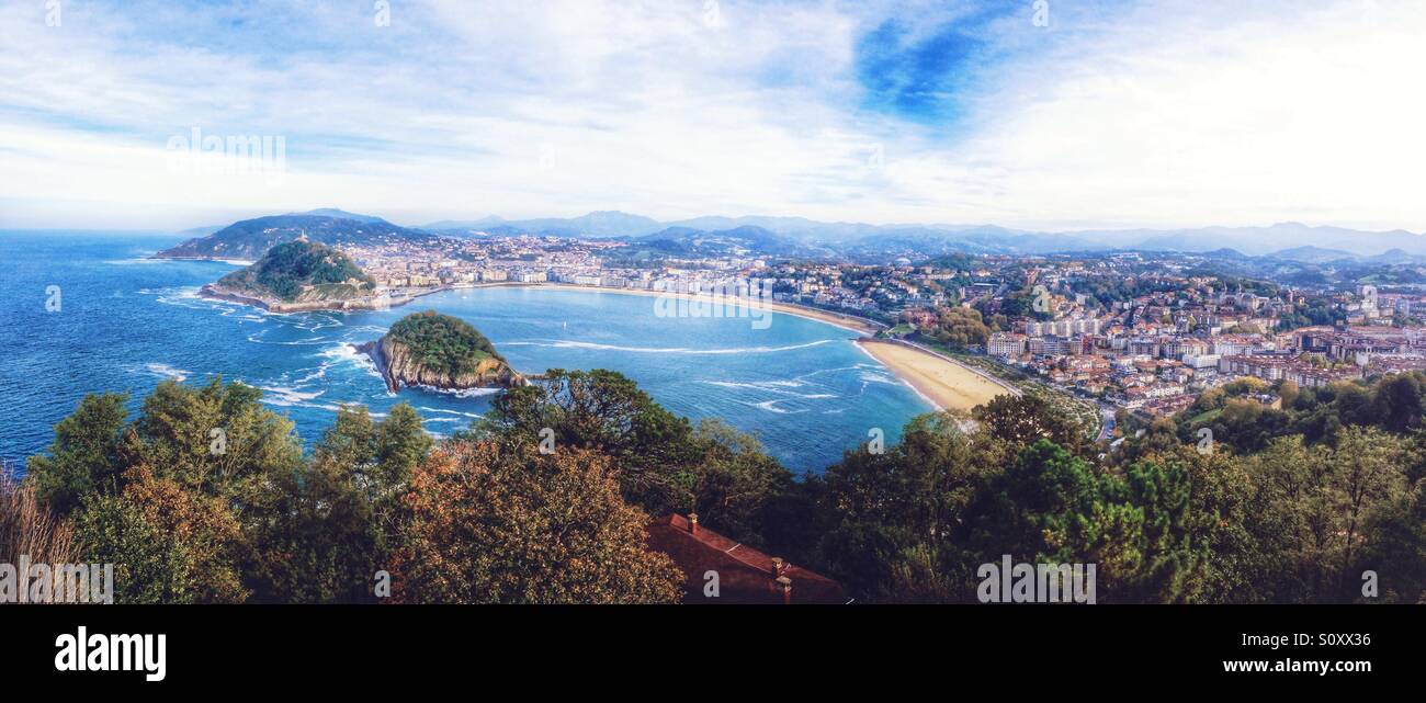 Vue aérienne de San Sebastian, Espagne Banque D'Images