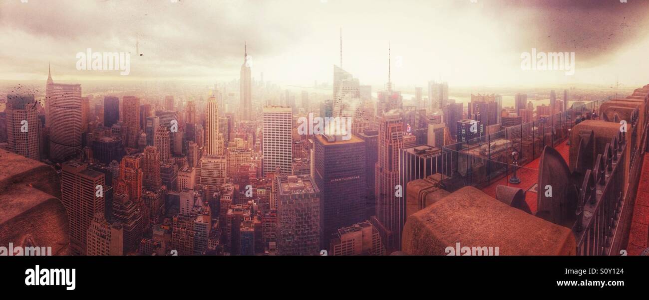 Vue panoramique de Manhattan, New York City, États-Unis d'Amérique. - Image de stock capturée avec un smartphone