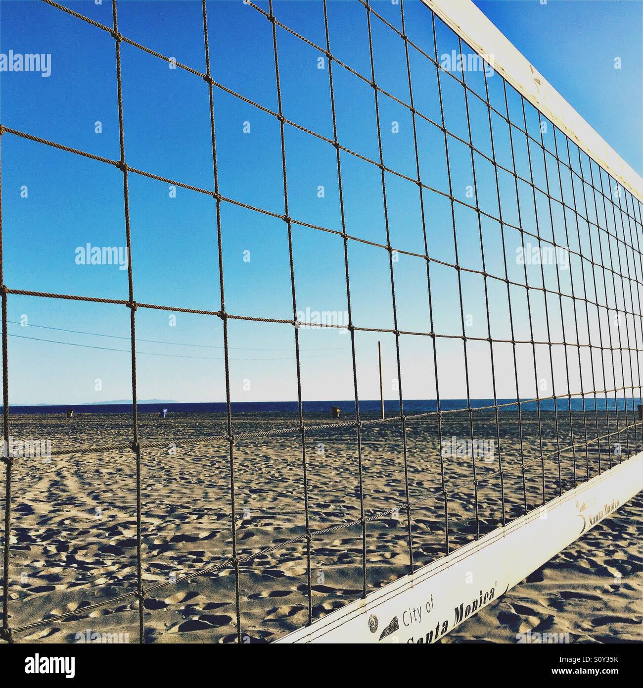 Filet de volley-ball sur la plage de Santa Monica, CA Banque D'Images