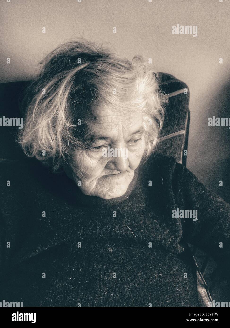 Fatigué de mamie Banque D'Images