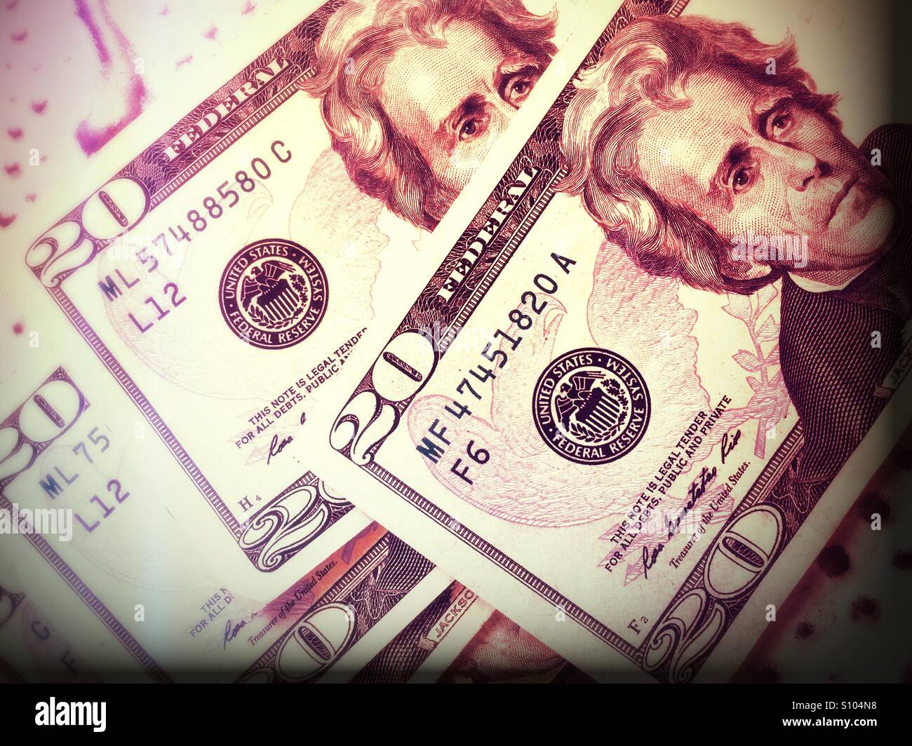 20 $ avec Andrew Jackson à l'avant - Image de stock capturée avec un smartphone