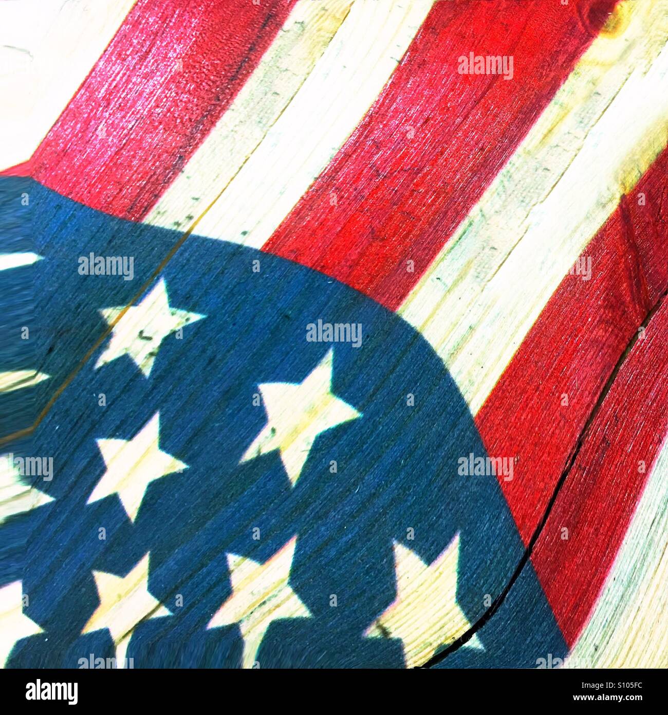 Drapeau américain sur bois Banque D'Images