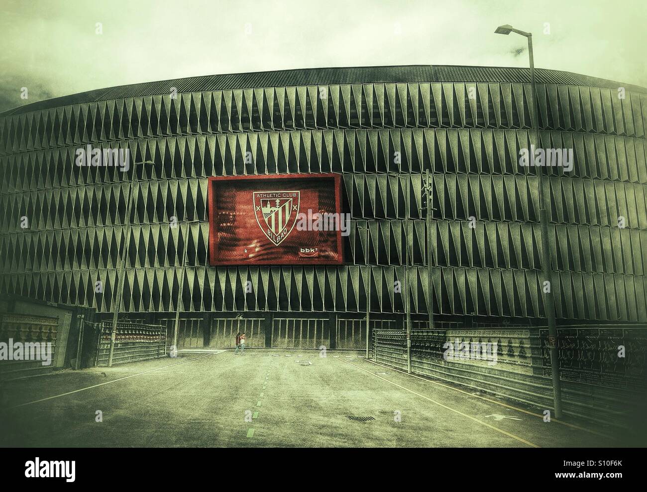 Vue sur le stade de football San Mames à Bilbao, Espagne Banque D'Images