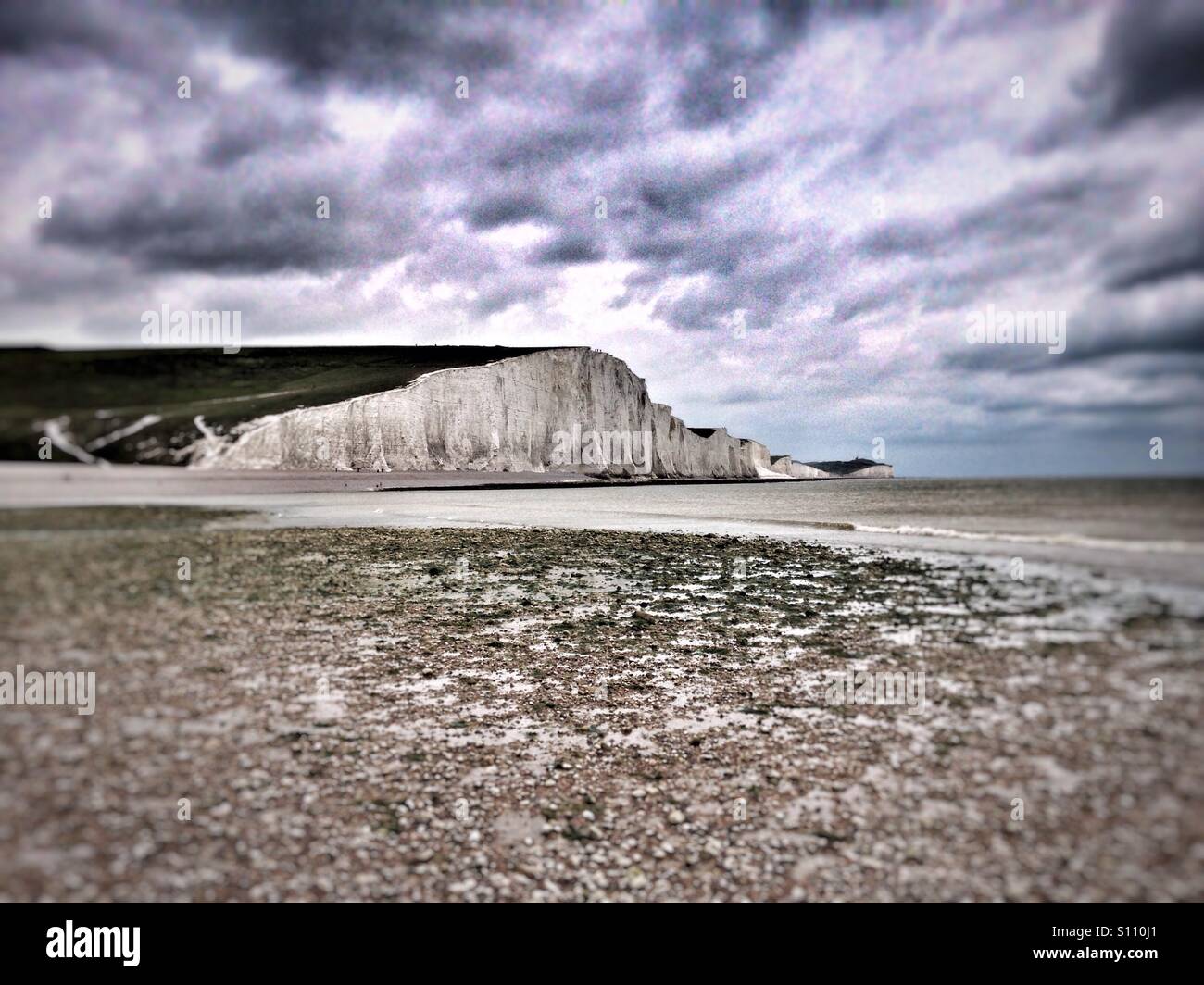 Falaises Blanches et la Manche, Sussex, UK - Image de stock capturée avec un smartphone