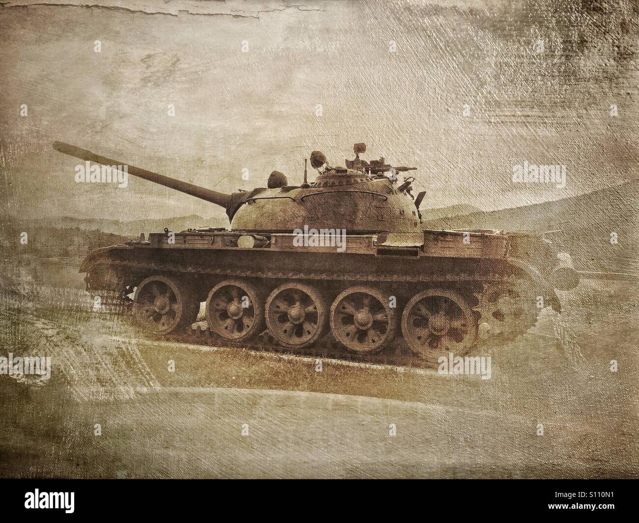 Char T-55 à l'affiche au Park d'histoire militaire de Ljubljana, Slovénie Banque D'Images