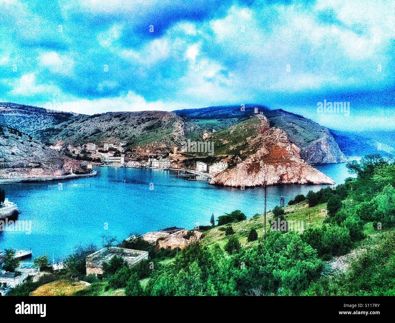 La baie de Balaklava, Crimée - Image de stock capturée avec un smartphone