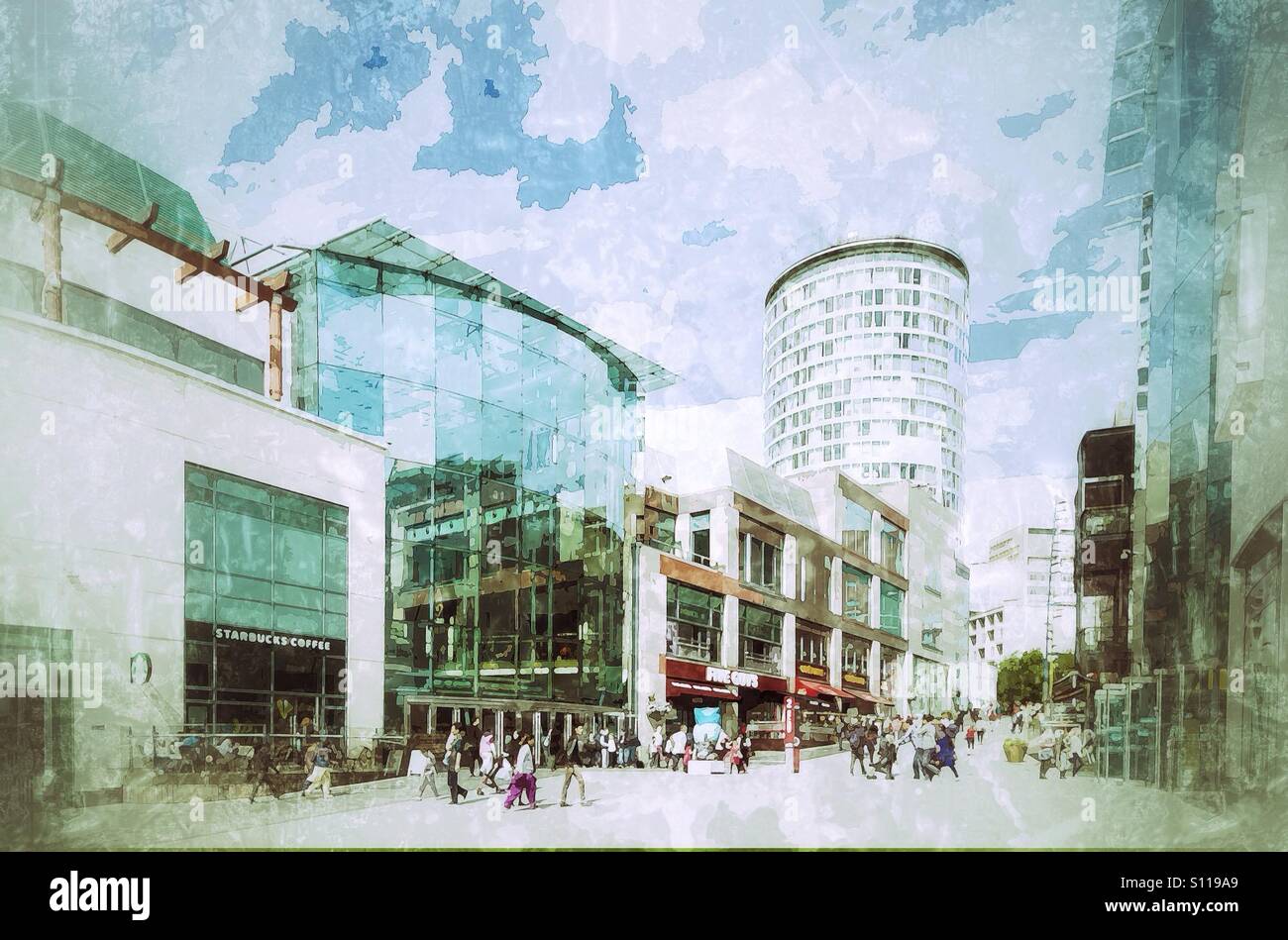Le centre commercial Bullring, Birmingham, Angleterre, RU - Image de stock capturée avec un smartphone