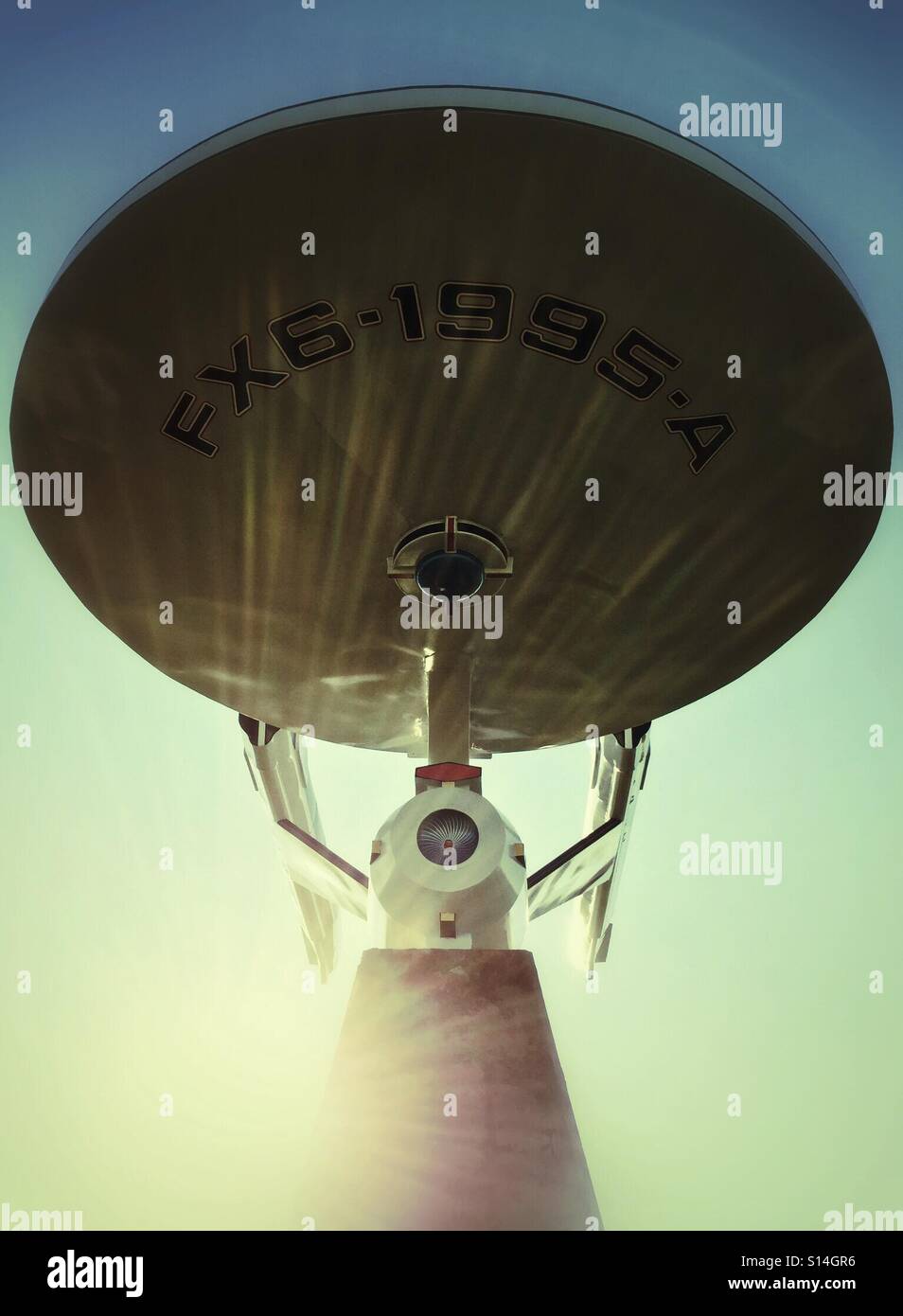 Un style Star Trek starship, la mascotte de la ville de Vulcan, Canada. Banque D'Images