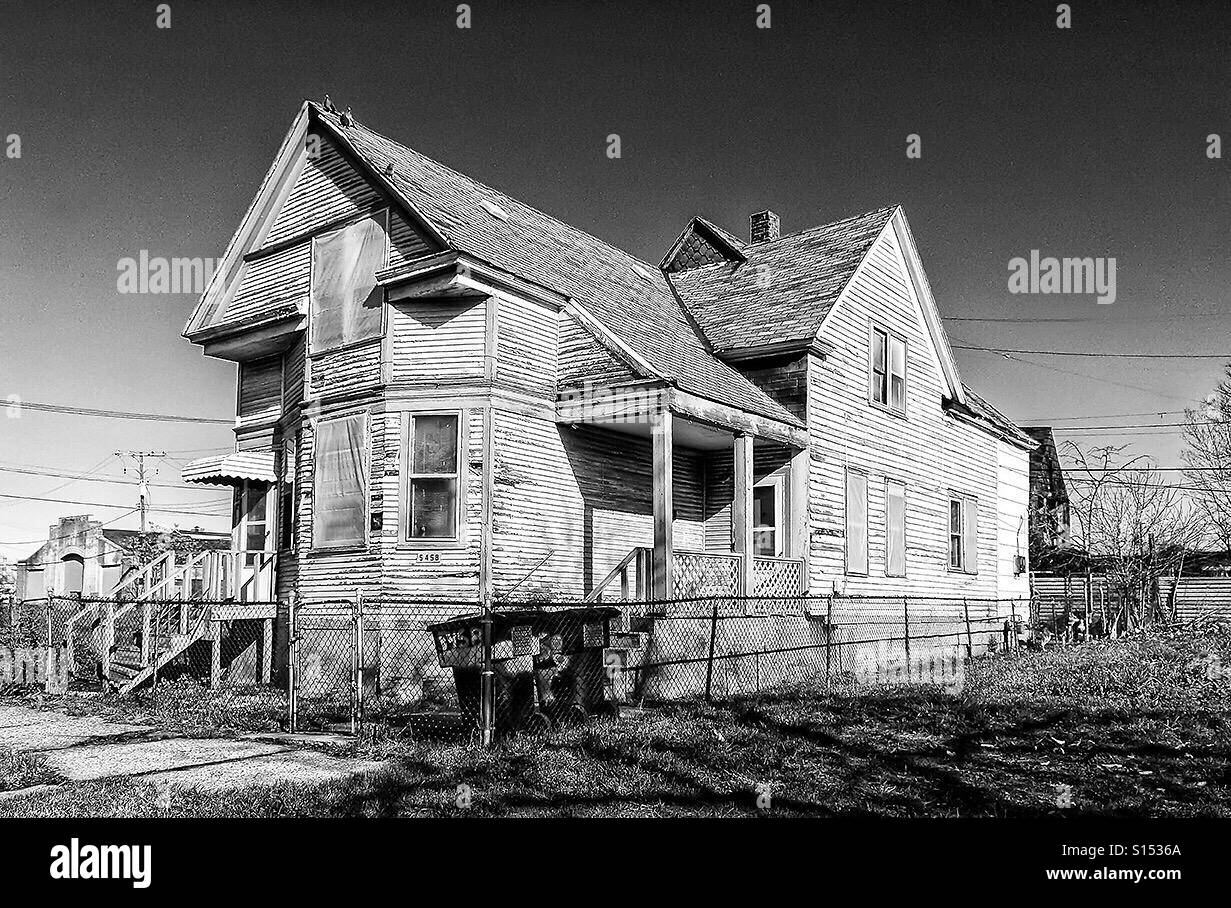 Et la vieille maison abandonnée, dans la région de Detroit. Banque D'Images